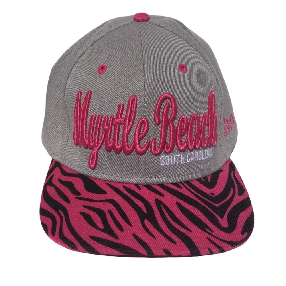 Myrtle Beach SC Womens Hat baseball cap Adjustable-Snapback Gray/Pink